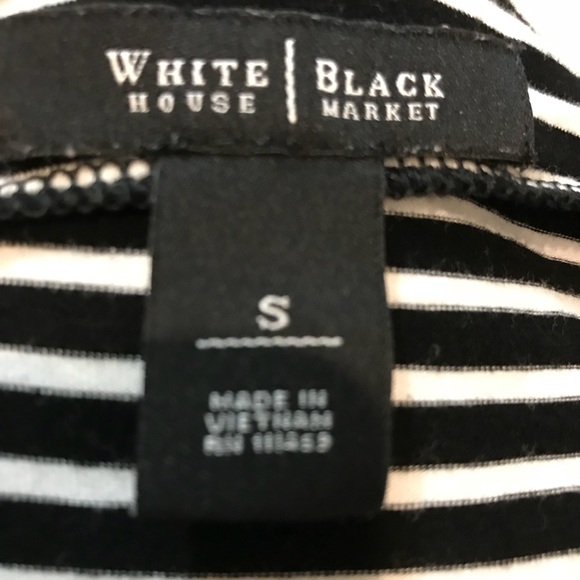 WHBM Black/white stripe cap sleeve top w/silver S - Picture 5 of 5